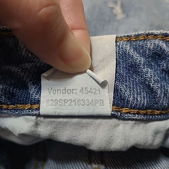 Pacsun Playboy Shorts Womens 25 Denim Distressed Hem Mom Bunny Logo Light Wash - Picture 6 of 9